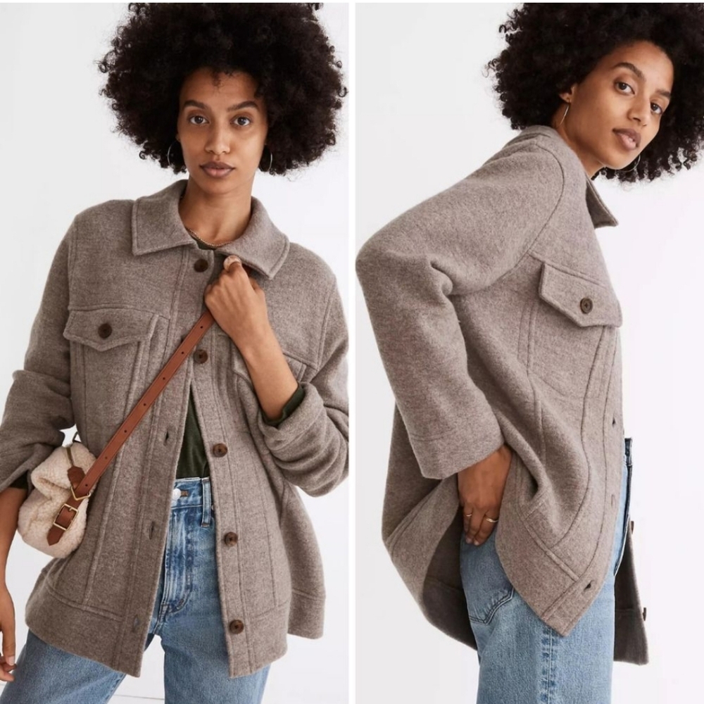 Madewell boiled wool shirt jacket oatmeal